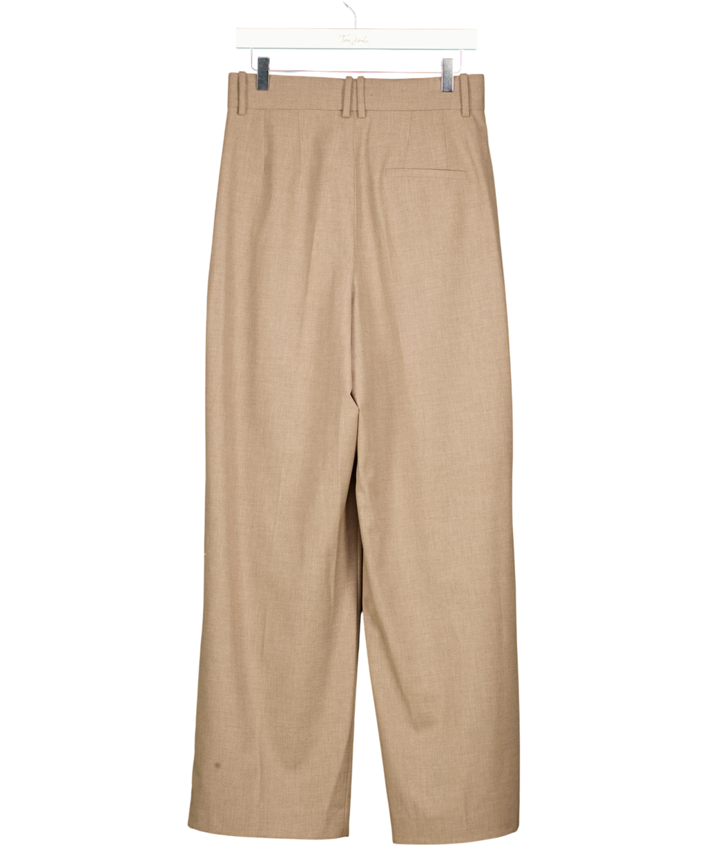 MNG Brown brown/beige wide-leg pleated trousers, size UK 8 — back