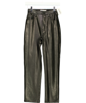 Abercrombie & Fitch Black Faux Leahter Curve Love Trousers UK  W24
