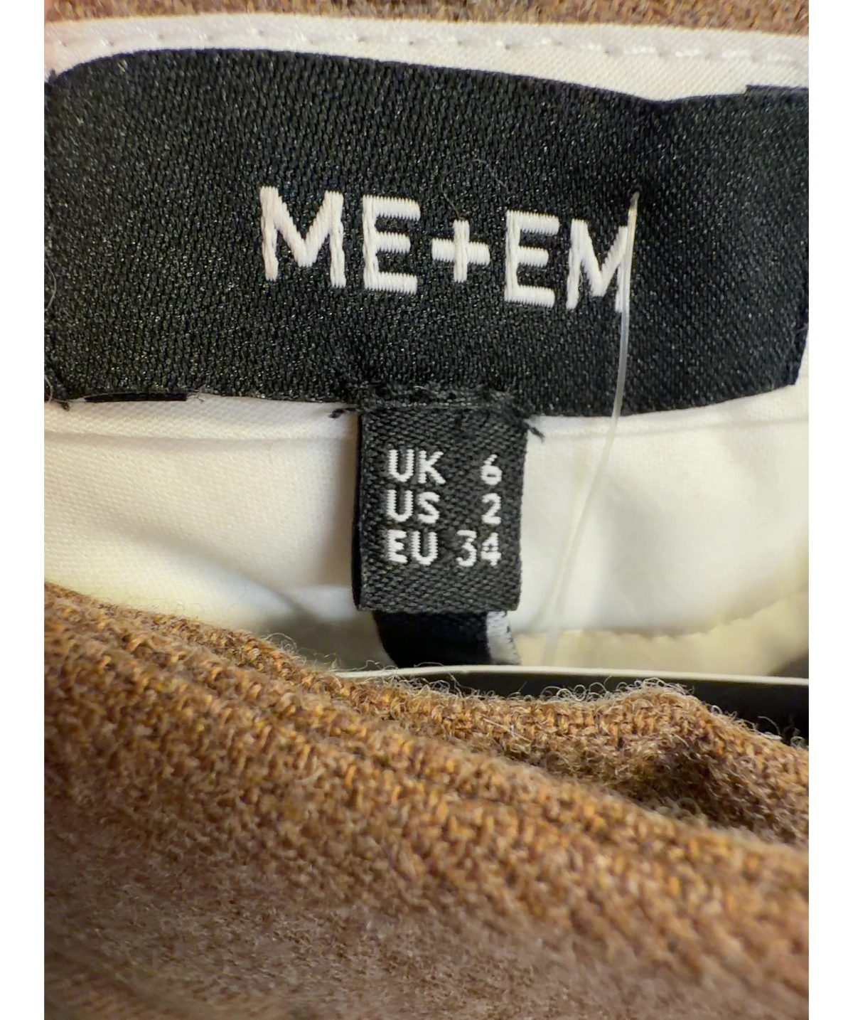 ME + EM camel Very Wide-Leg Trouser, size UK 6 — detail
