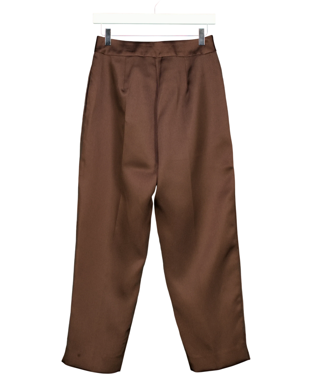 Phase Eight Brown Ivy Brown Satin Trousers, size UK 8 — back
