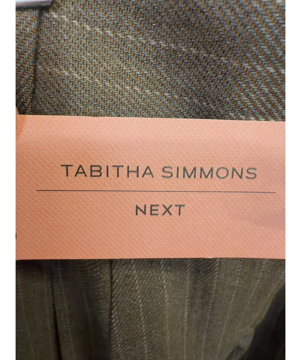 Tabitha Simmons Brown x Next wool blend pinstripe trousers, size UK 6 — detail