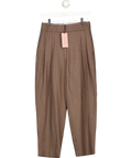 Tabitha Simmons Brown x Next wool blend pinstripe trousers, size UK 6 — front
