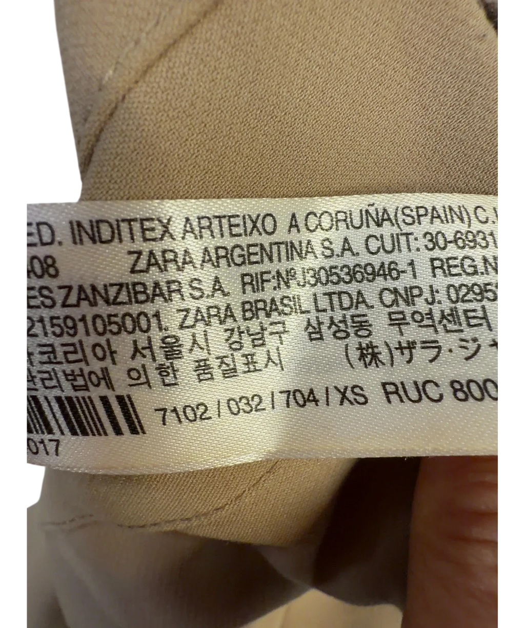 ZARA Beige Colour, size UK XS — fabric detail