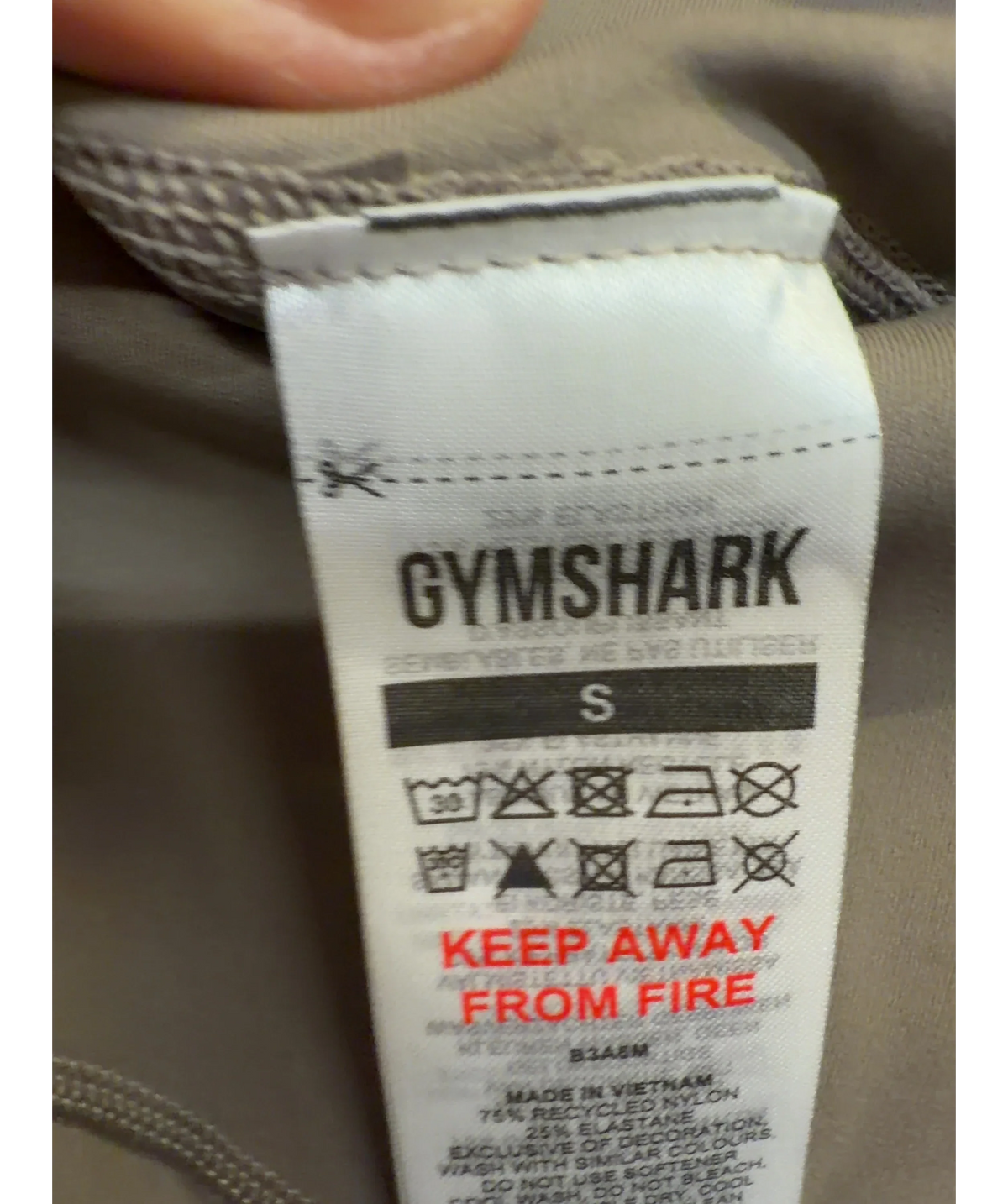 GYMSHARK taupe Elevate Leggings, size UK S — care label
