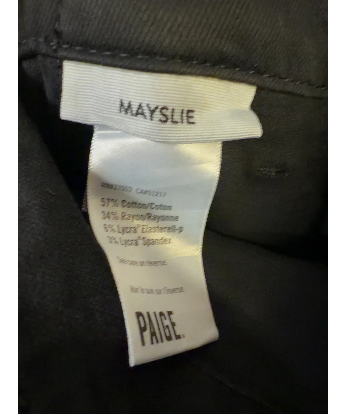 PAIGE Black Mayslie pants, size W27 — label