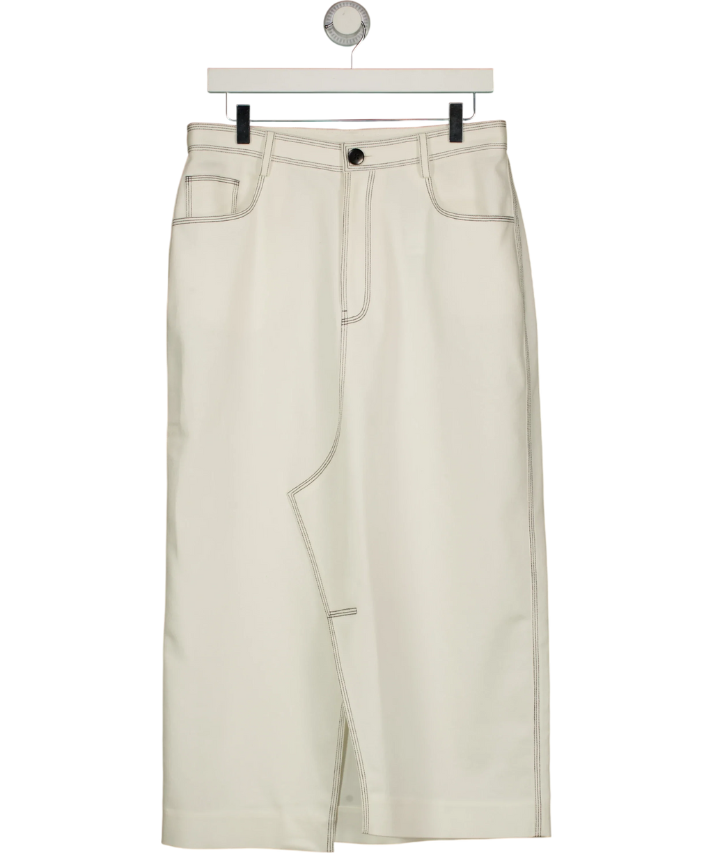 Bouguessa White midi skirt, size UK L — front