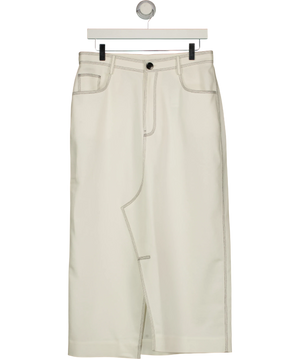 Bouguessa Ghaya White denim Patch Pocket Midi Skirt UK L