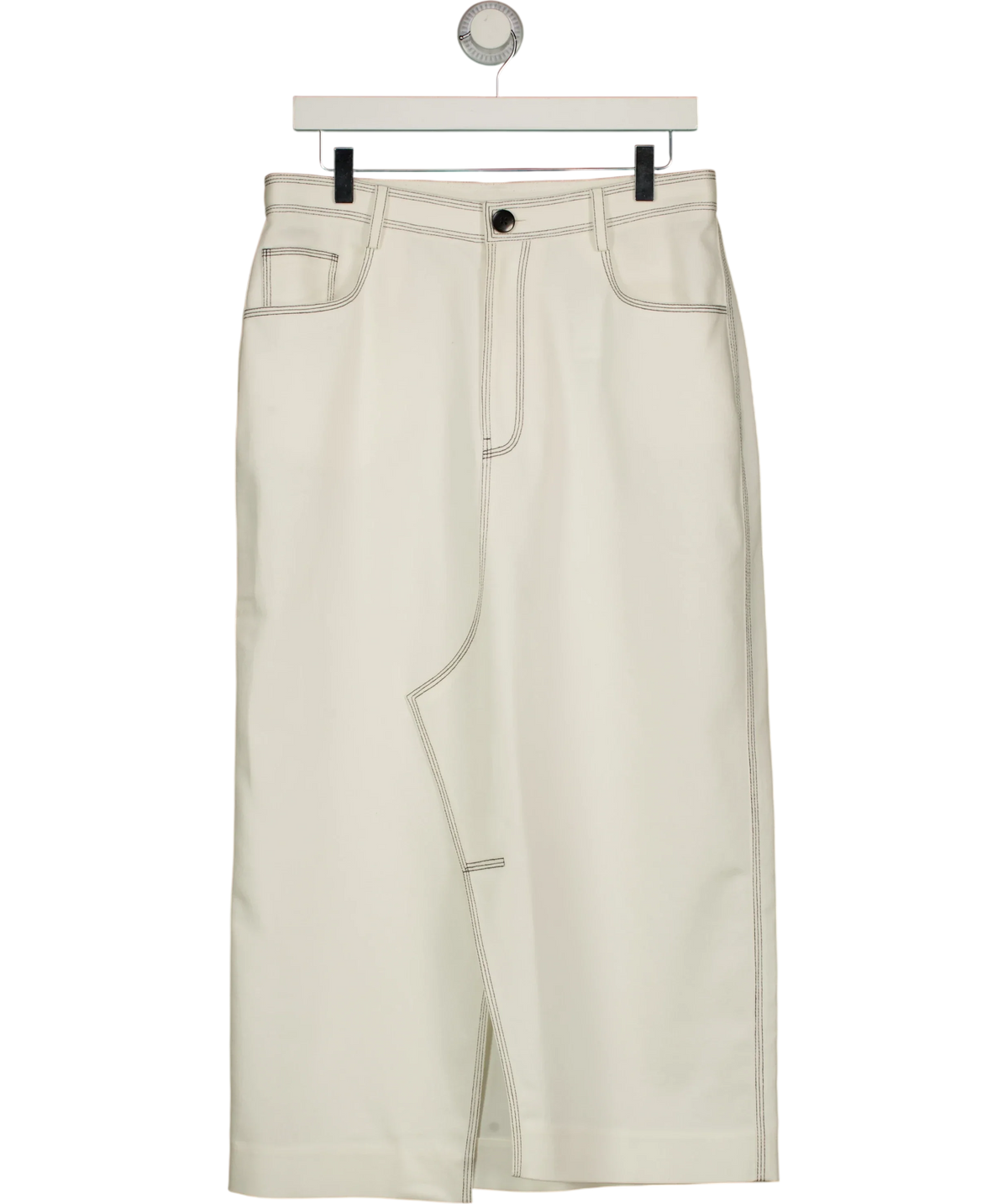 Bouguessa White midi skirt, size UK L — front