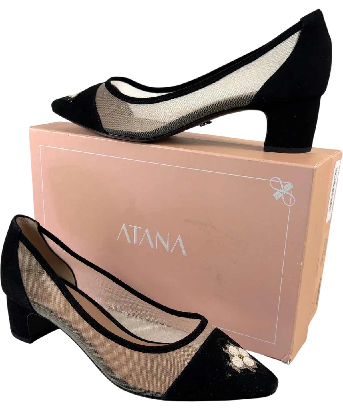 ATANA Black Fiorellini Pump Mesh 45, size UK 7.5 EU 41.5 👞 — front
