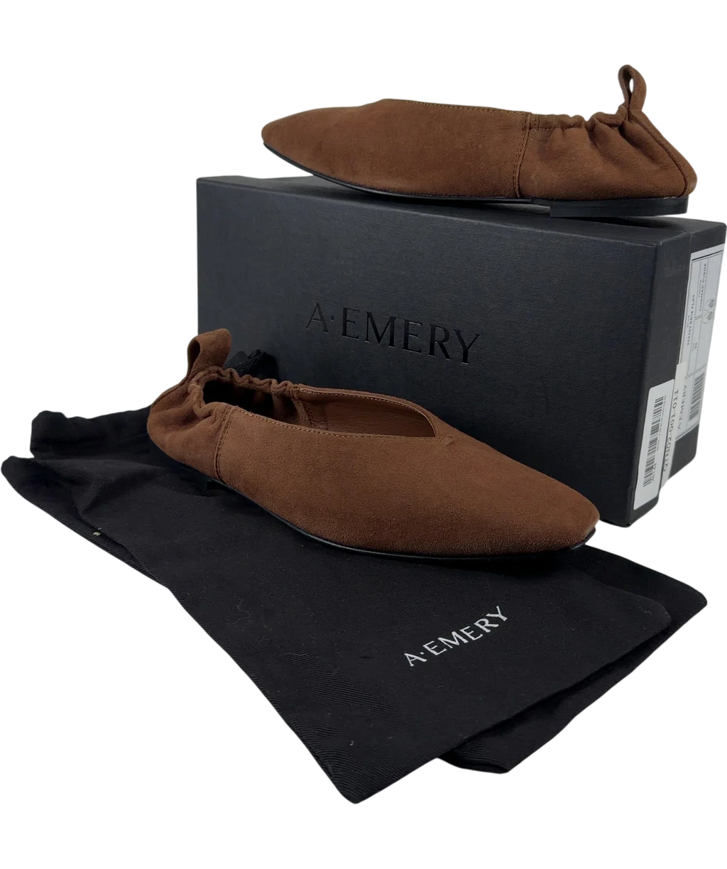 A.EMERY Brown Brie Suede Ballet Flats, size UK 3 EU 36 👠 — front