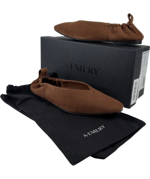 A.EMERY Brie Cognac Brown Suede Ballet Flats UK 3 EU 36