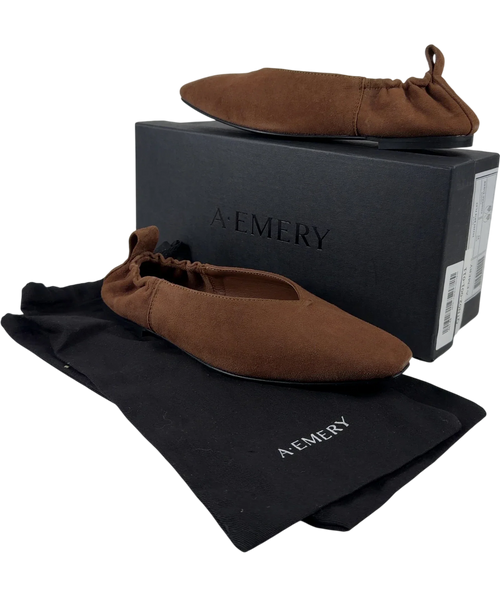 A.EMERY Brown Brie Suede Ballet Flats, size UK 3 EU 36 👠 — front
