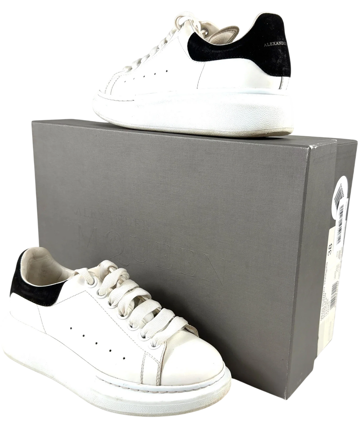 Alexander McQueen White Oversized Leather Sneakers, size UK 5 EU 38 👠 — front