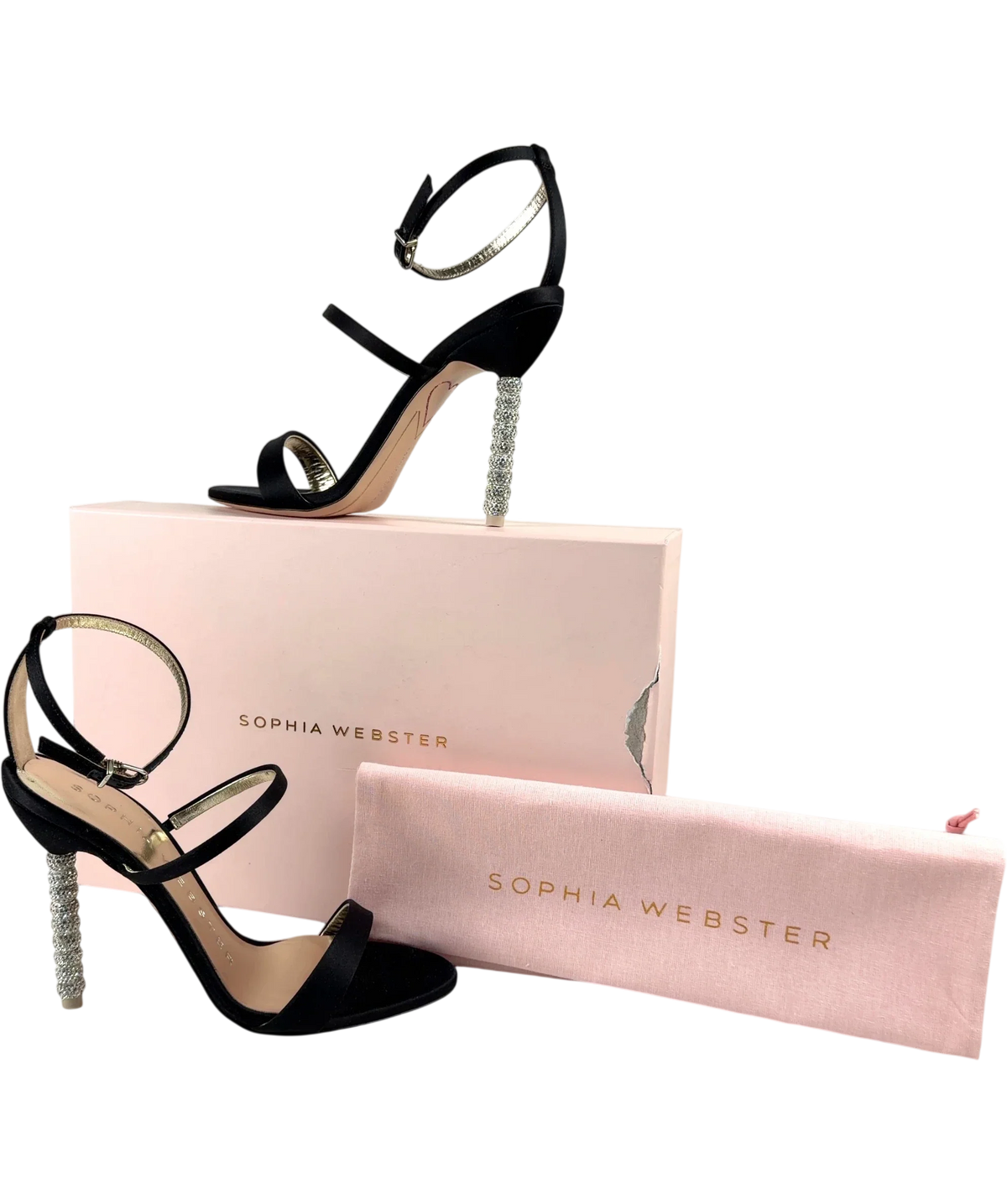 Sophia Webster Black Rosalind Crystal Sandal, size UK 4 EU 37 👠 — front