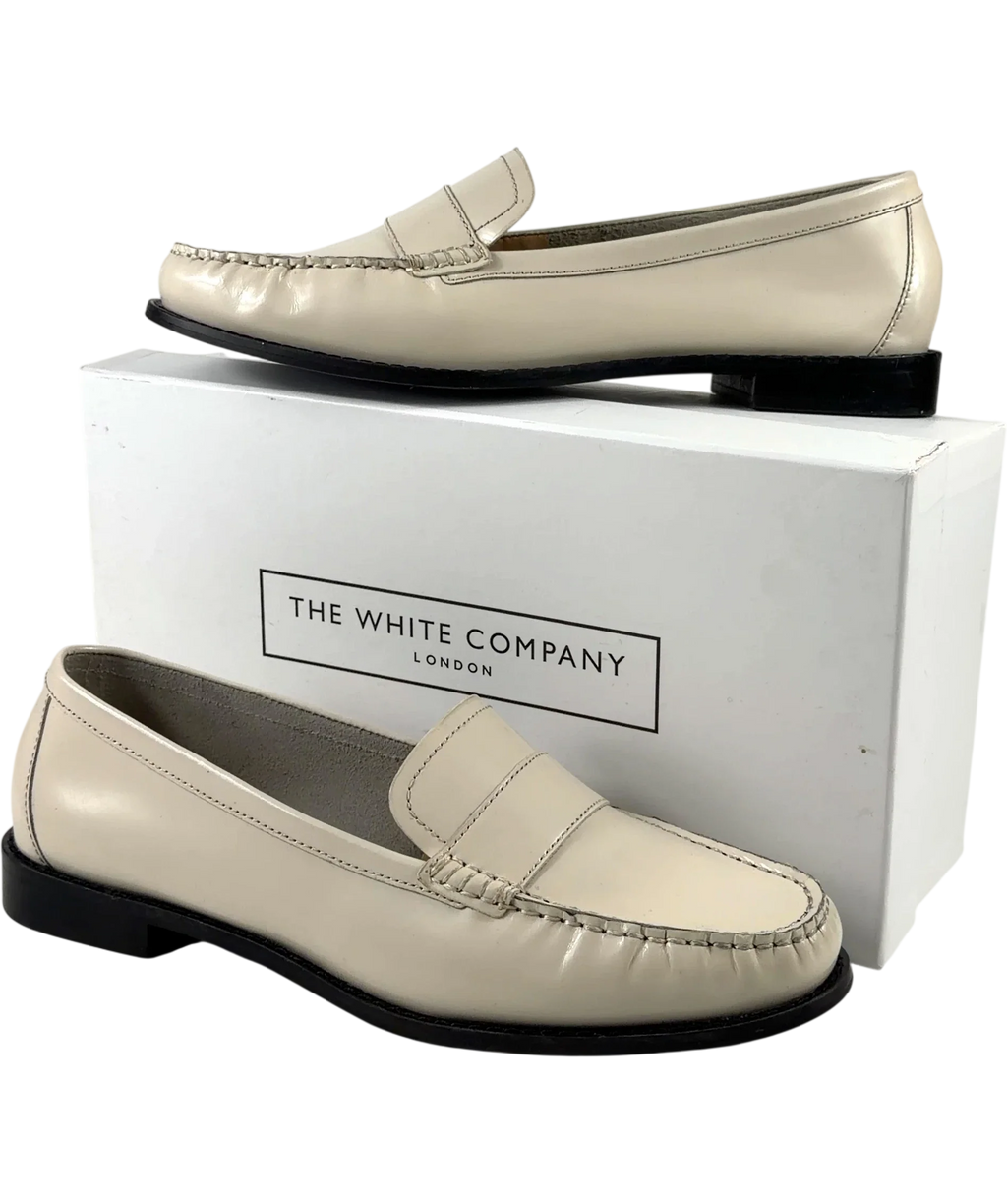The White Company cream RUCHED LEATHER LOAFER, size UK 7.5 EU 41.5 👞 — front