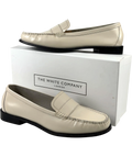 The White Company cream RUCHED LEATHER LOAFER, size UK 7.5 EU 41.5 👞 — front