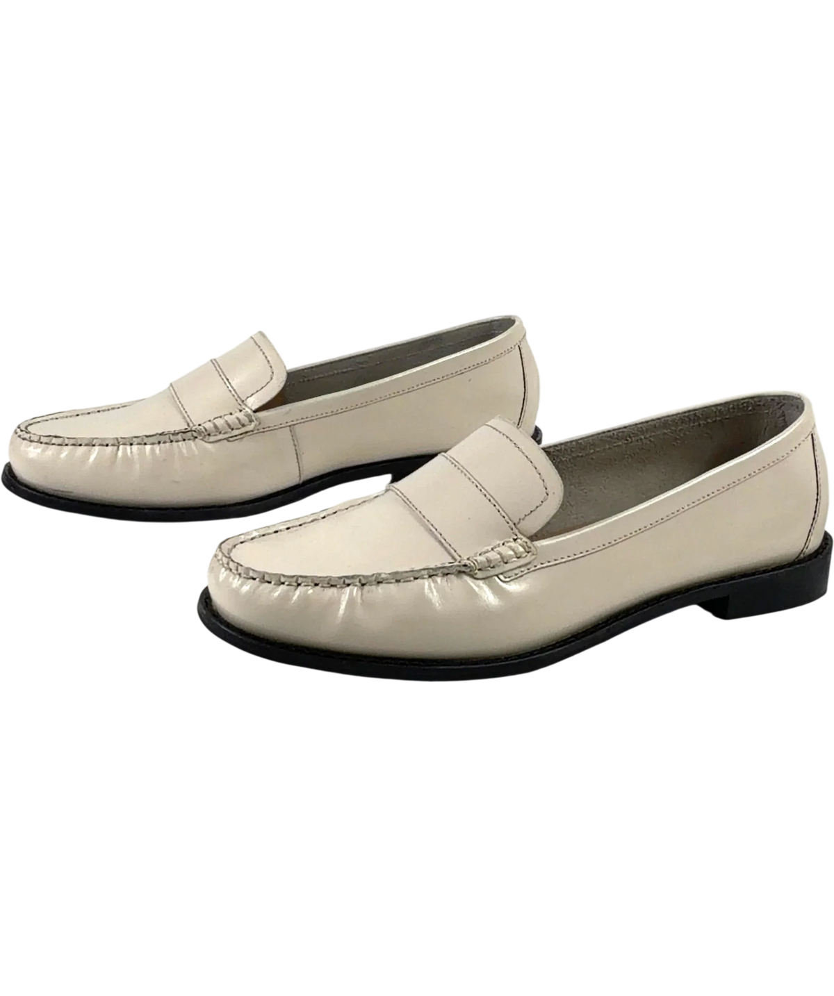 The White Company cream RUCHED LEATHER LOAFER, size UK 7.5 EU 41.5 👞 — label