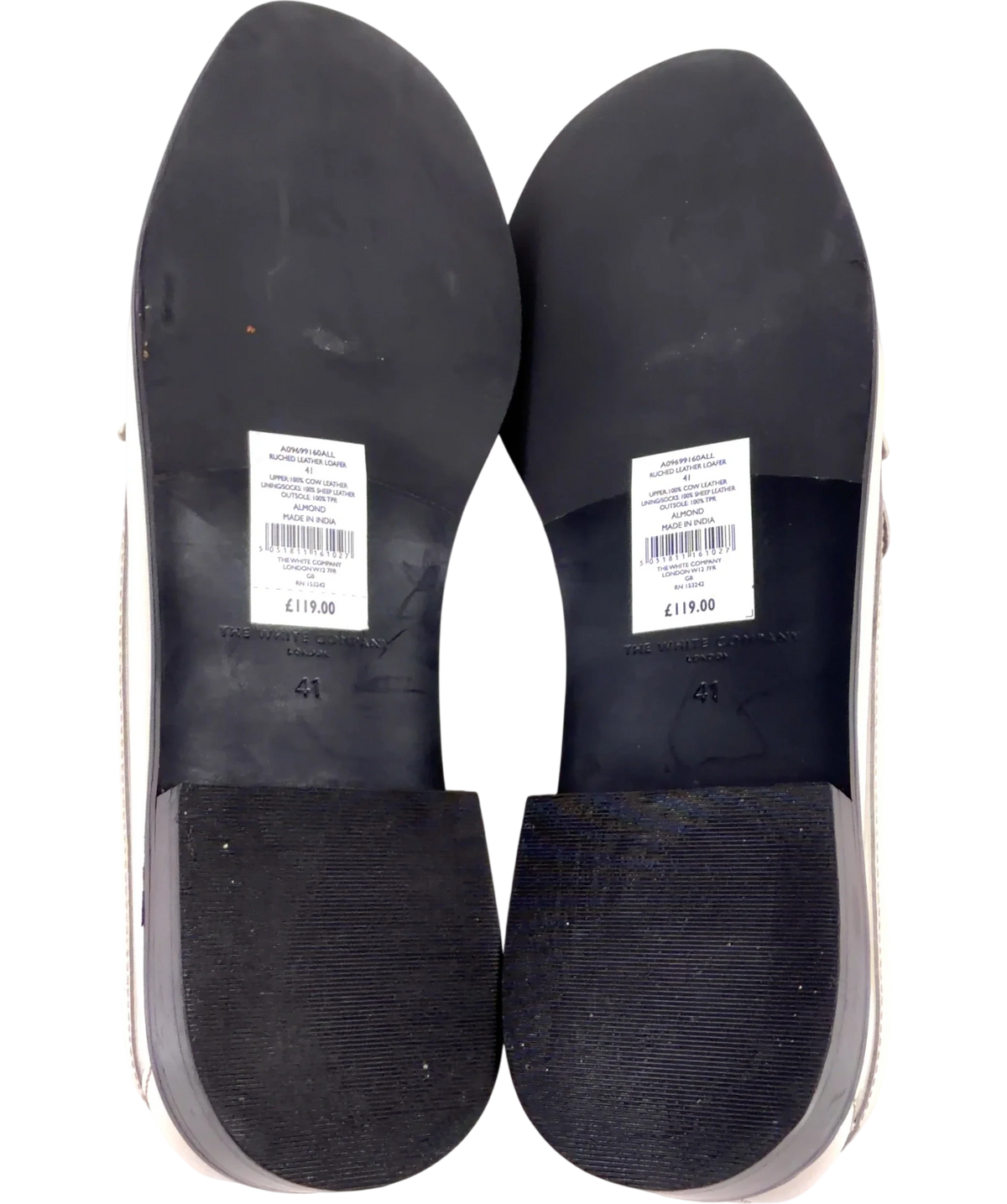 The White Company cream RUCHED LEATHER LOAFER, size UK 7.5 EU 41.5 👞 — view 8