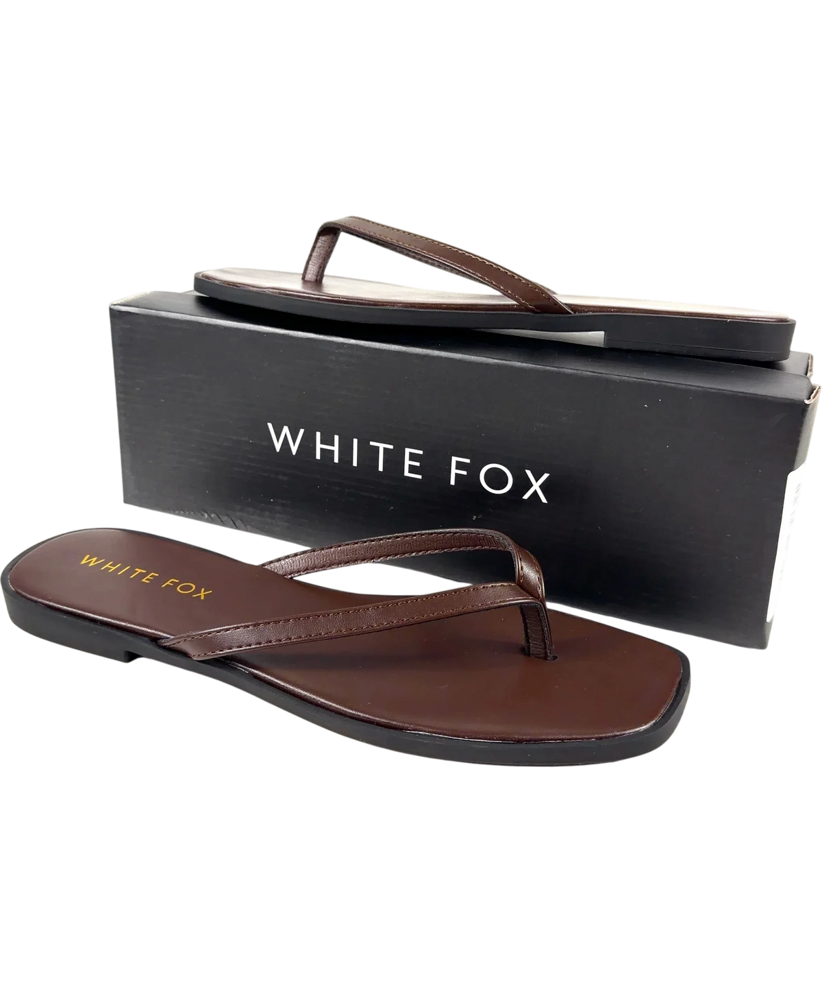 WHITE FOX Brown The Breccan Thong Sandals, size UK 9 EU 42 👠 — front