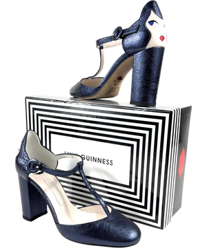 Lulu Guinness Camille T-bar Blue Heel UK 5