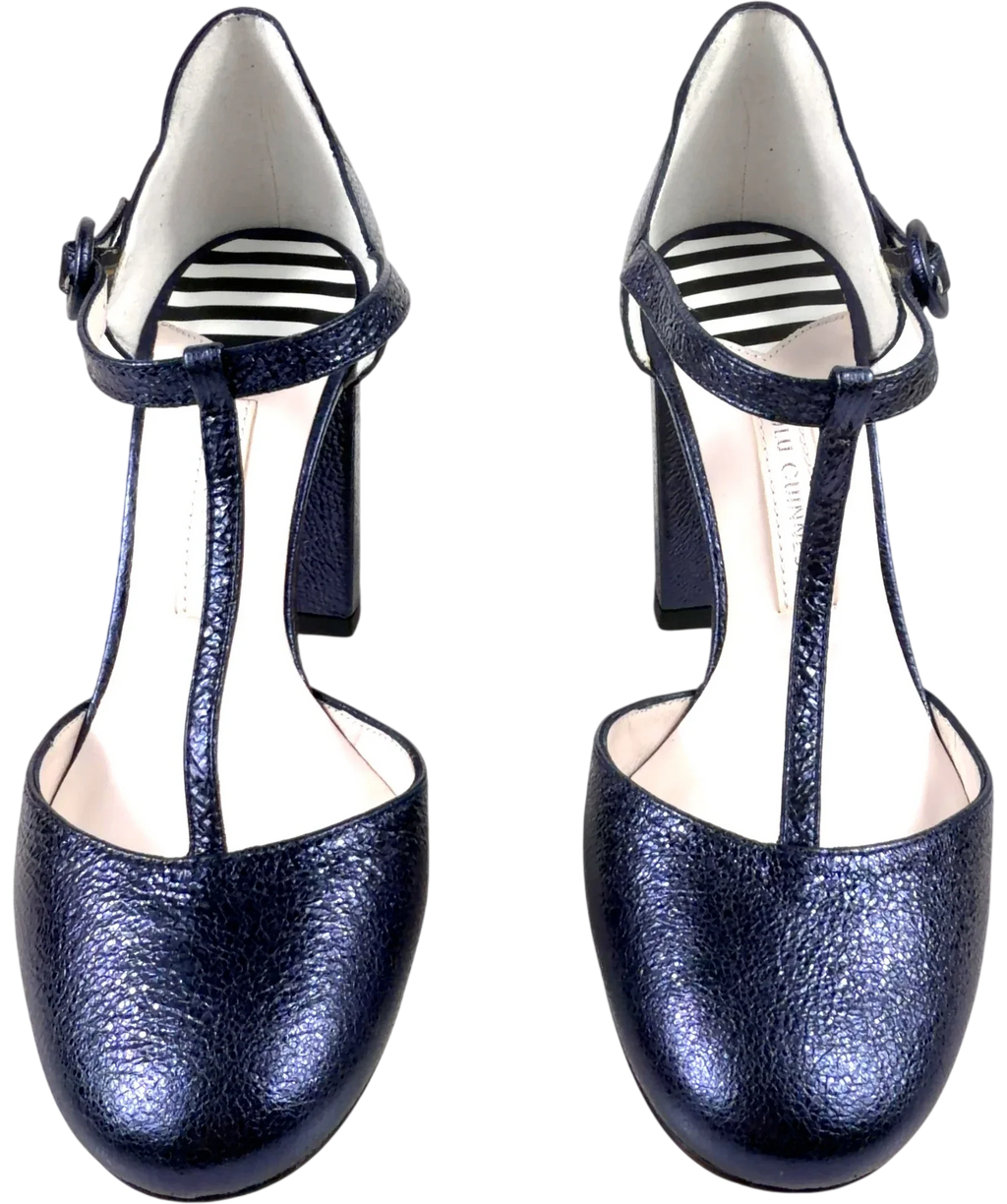 lulu guinness Blue Camille T-bar, size UK 5 EU 38 👠 — detail