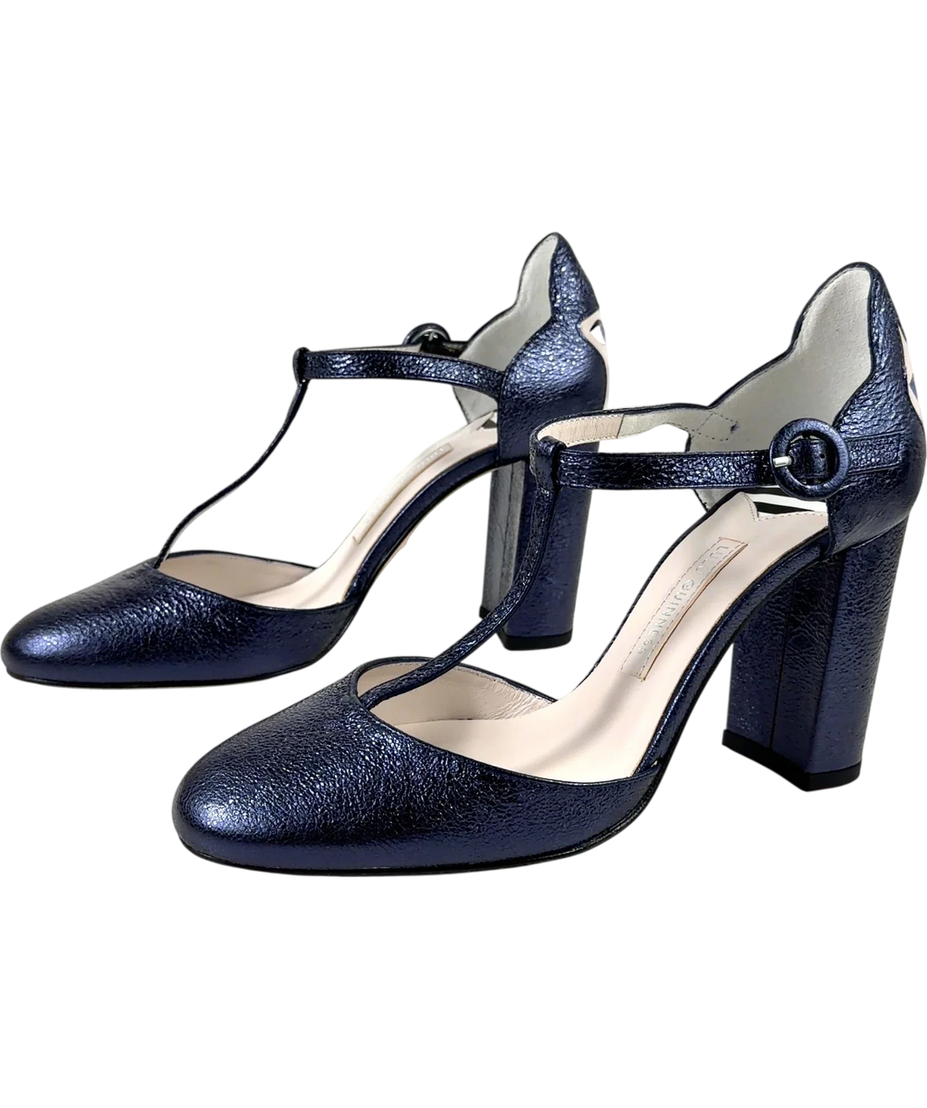 lulu guinness Blue Camille T-bar, size UK 5 EU 38 👠 — label