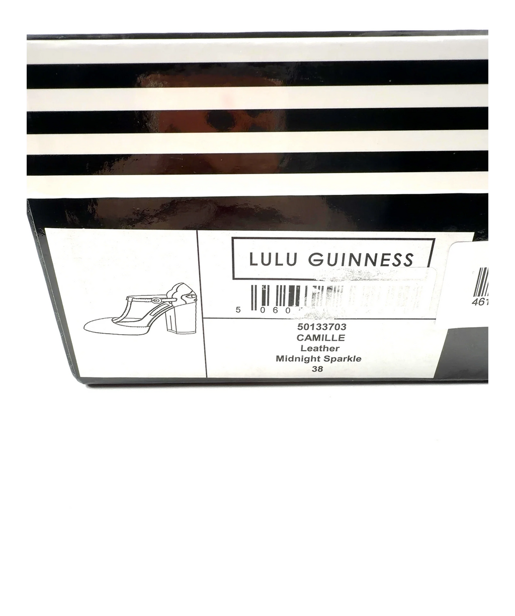 lulu guinness Blue Camille T-bar, size UK 5 EU 38 👠 — fabric detail