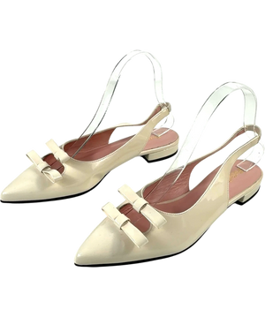 Pretty Ballerinas Cream Patent Pointed Slingback Flats UK 4