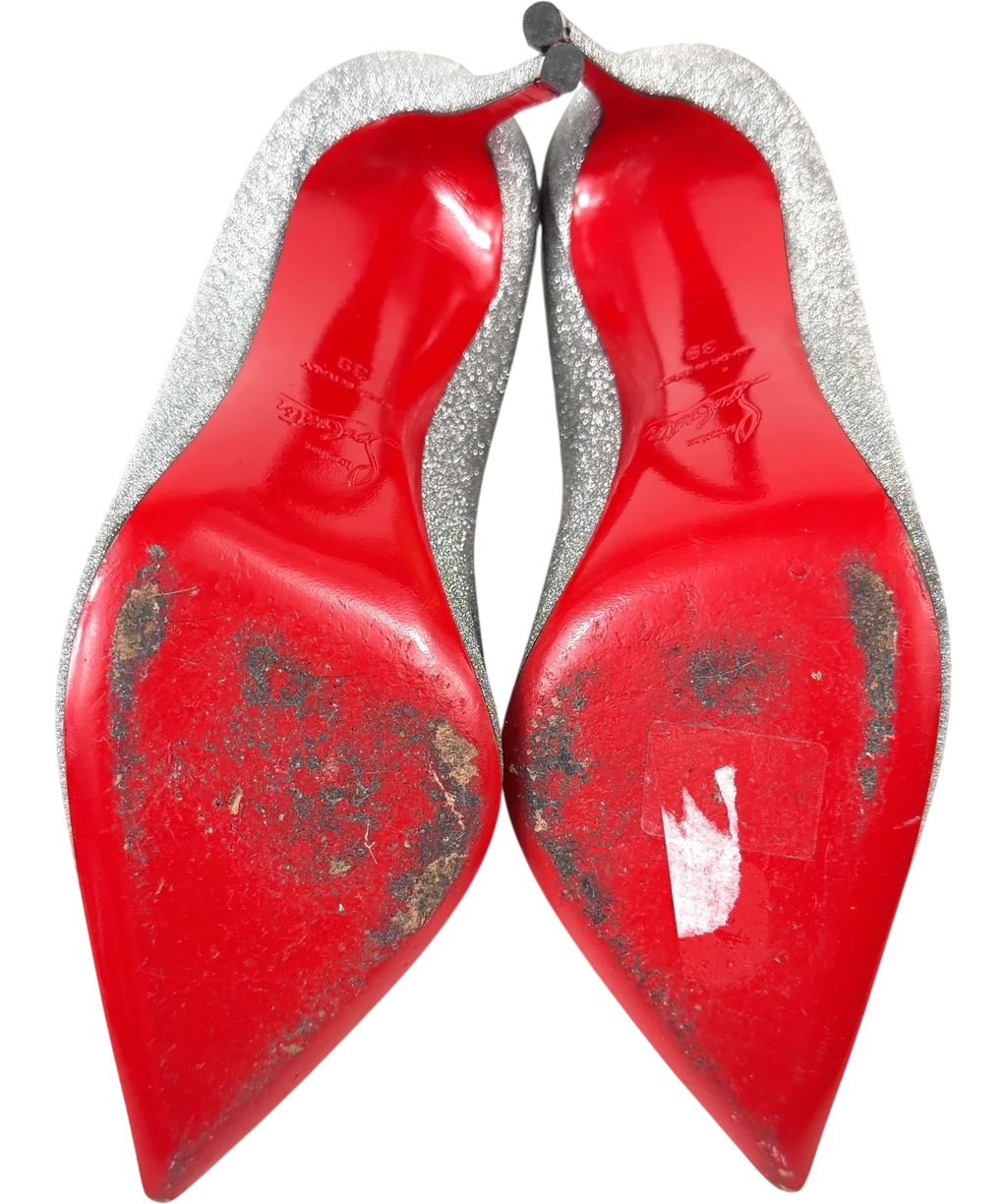 Christian Louboutin silver Pigalle Follies 100 in Calf Glitter, size UK 6 EU 39 👠 — view 8