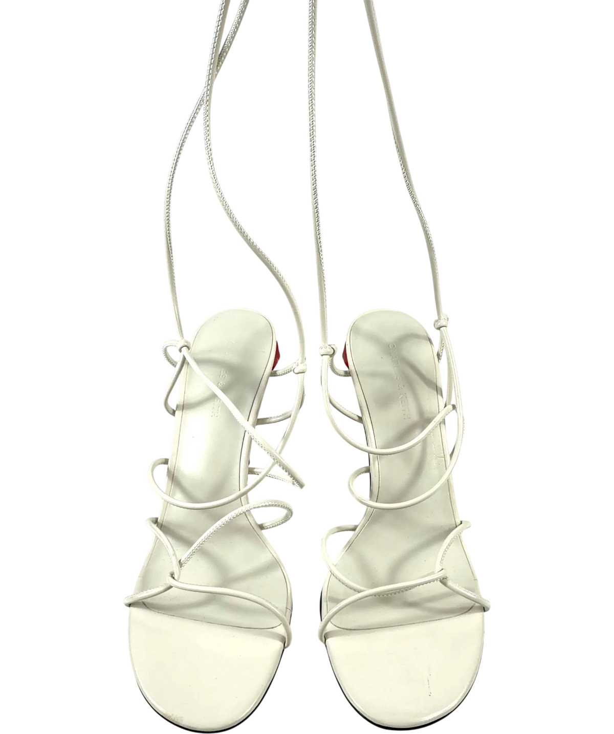 Charles & Keith White Flor Rose-Heel Strappy Sandals, size UK 6 EU 39 👠 — detail