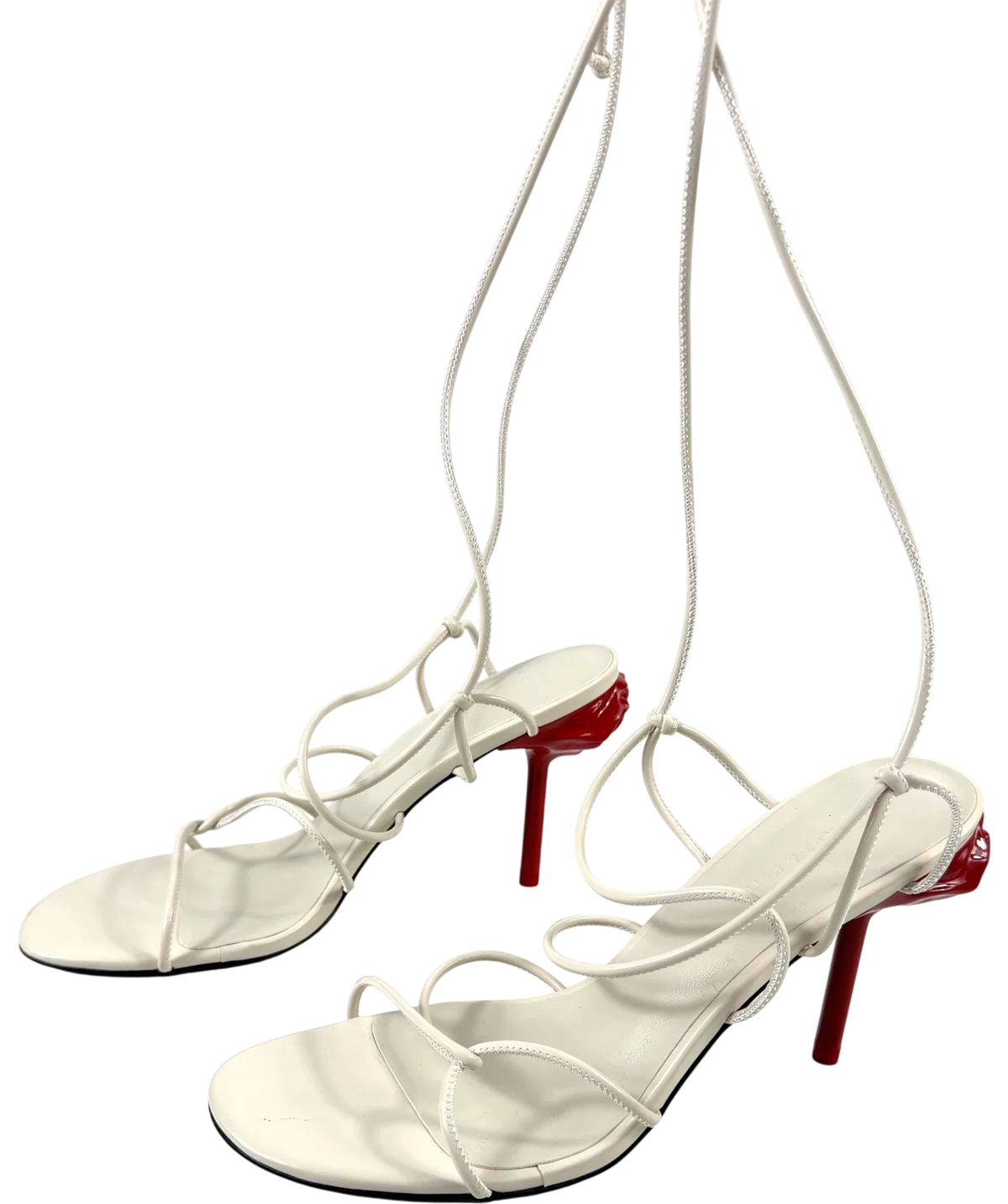Charles & Keith White Flor Rose-Heel Strappy Sandals, size UK 6 EU 39 👠 — label