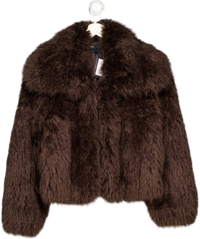 ASOS Shaggy Faux Fur Cropped Jacket UK 4