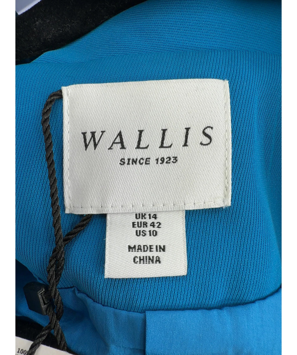 Wallis Blue Premium Petite Longline Military Stitch Detail Jacket, size UK 14 — detail