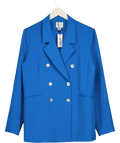 Wallis Blue Premium Petite Longline Military Stitch Detail Jacket, size UK 14 — front