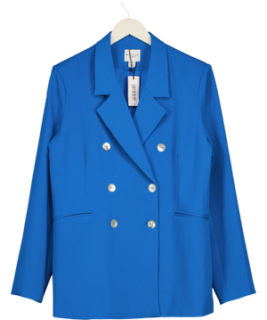 Wallis Premium Petite Longline Military Stitch Detail Jacket Blue UK 14