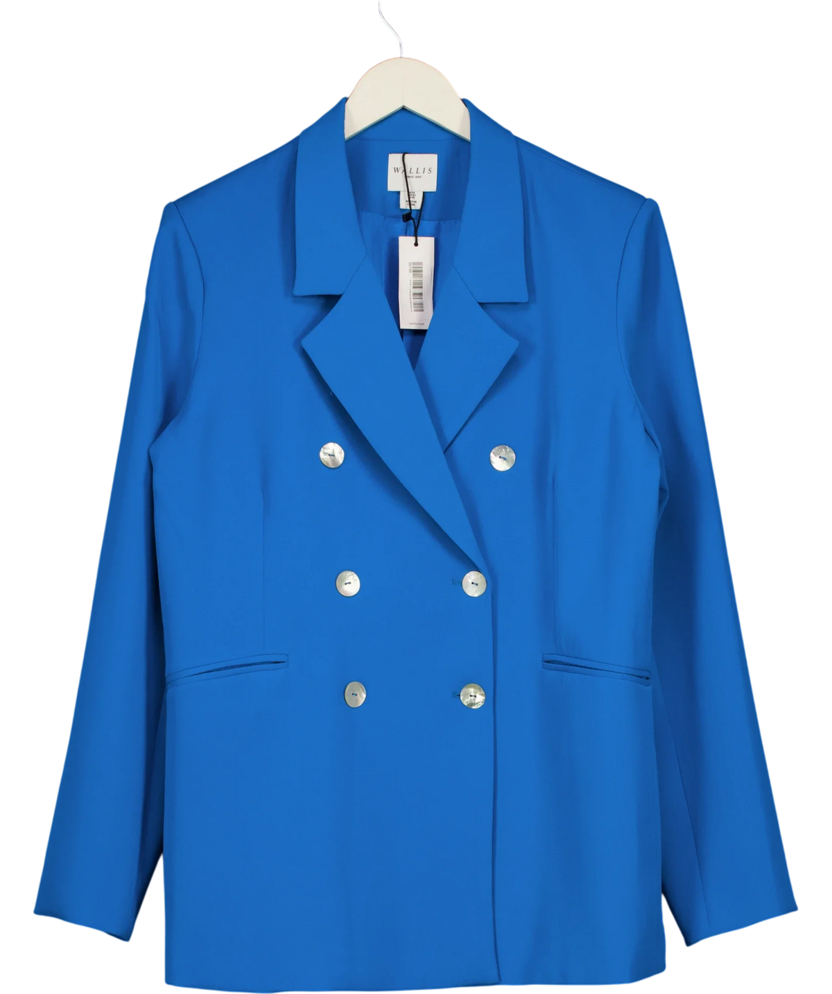 Wallis Blue Premium Petite Longline Military Stitch Detail Jacket, size UK 14 — front