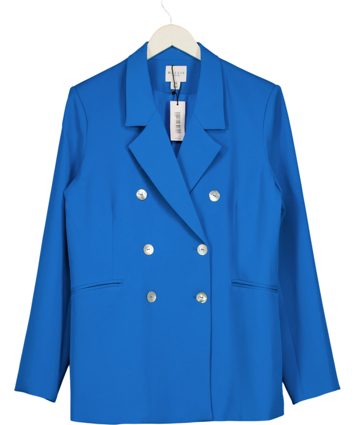 Wallis Premium Petite Longline Military Stitch Detail Jacket Blue UK 14