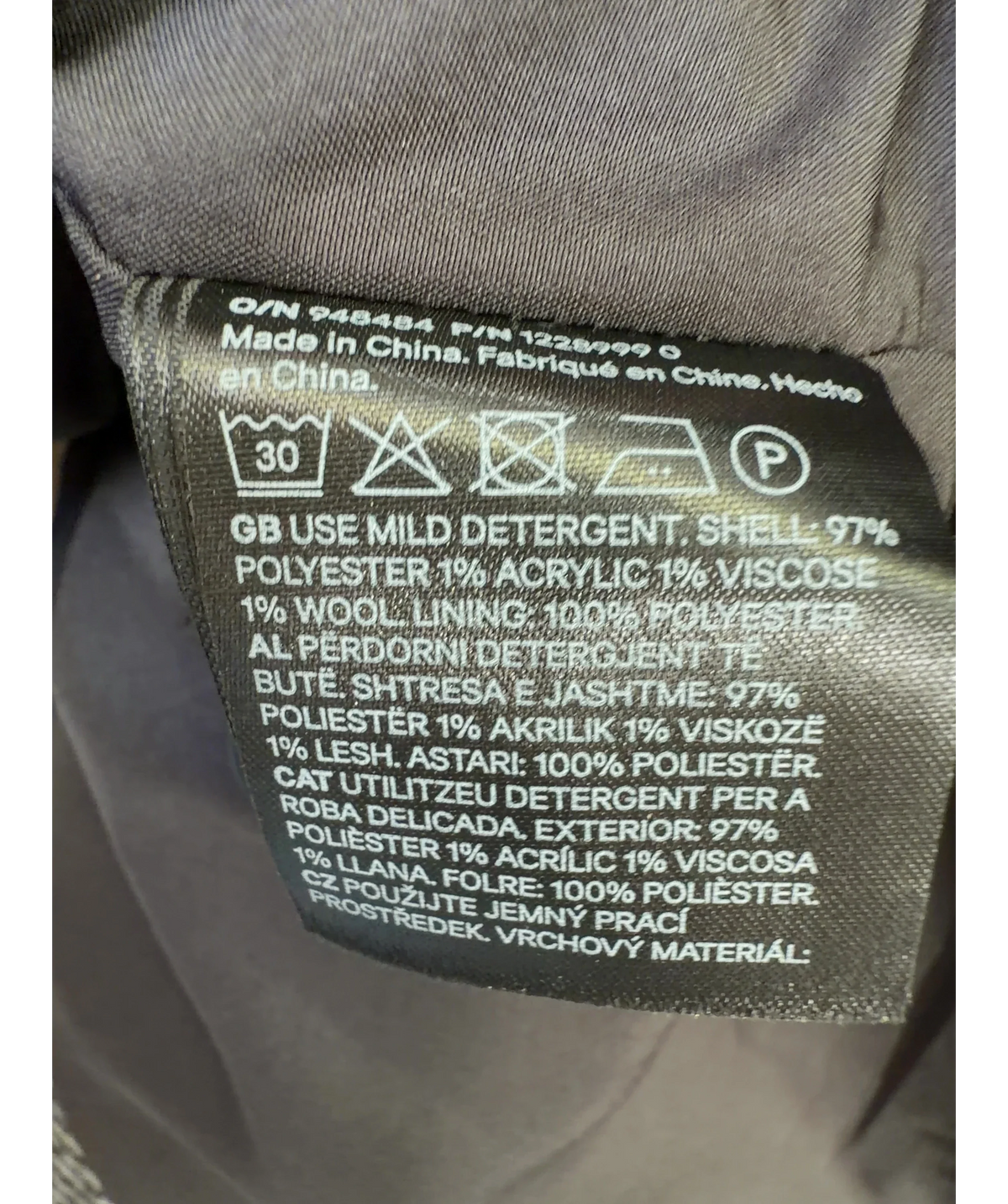 H&M Grey Grey Overcoat, size UK XS — label