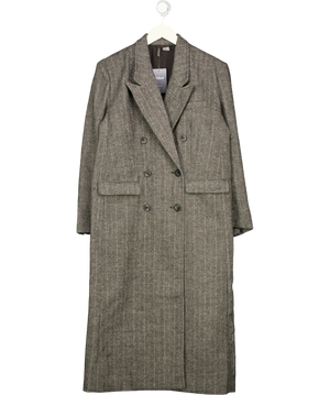 H&M Overcoat Grey Herringbone UK XS