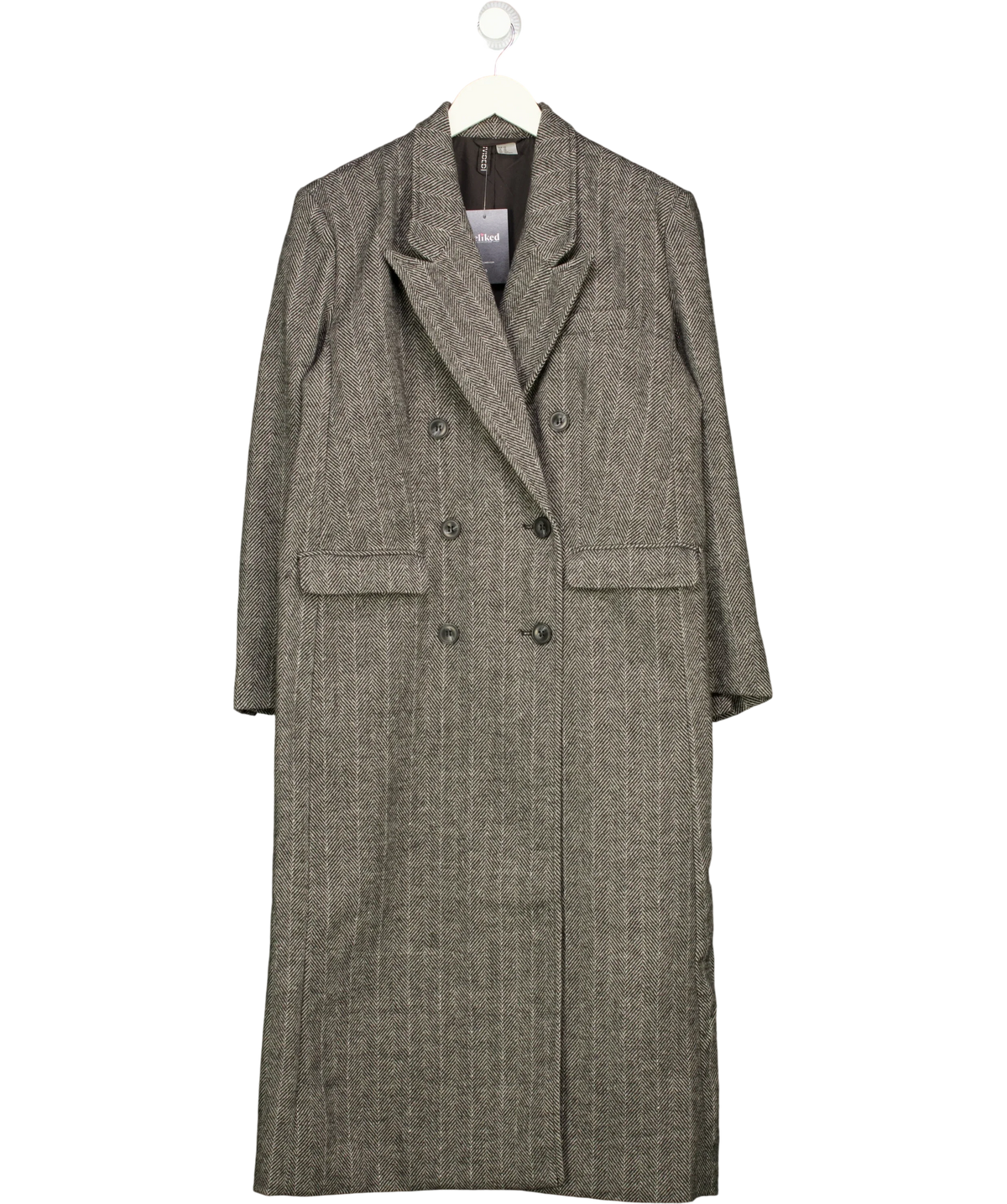 H&M Grey Grey Overcoat, size UK XS — front