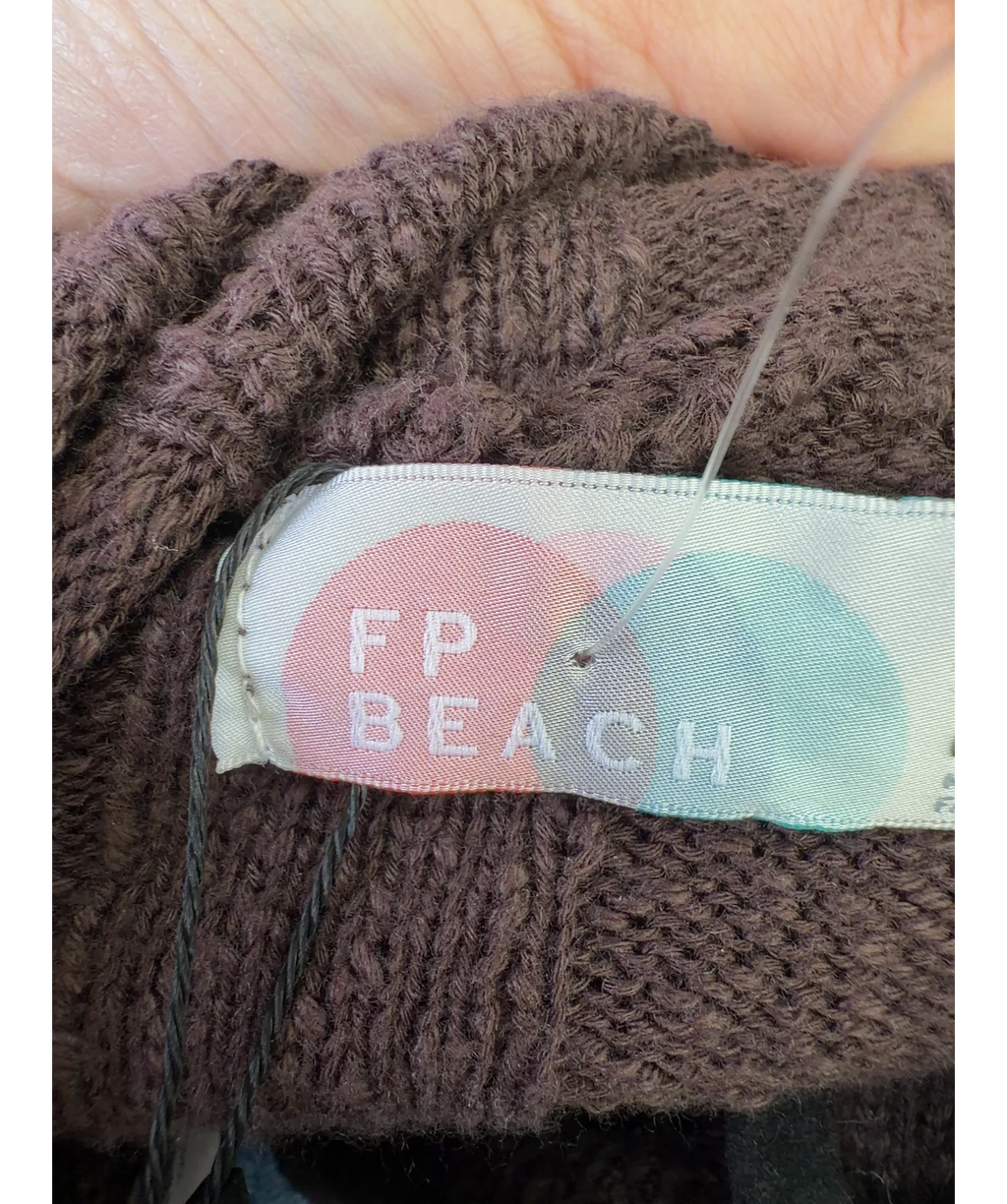 FREE PEOPLE BEACH Brown cowl neck dress, size UK M — detail