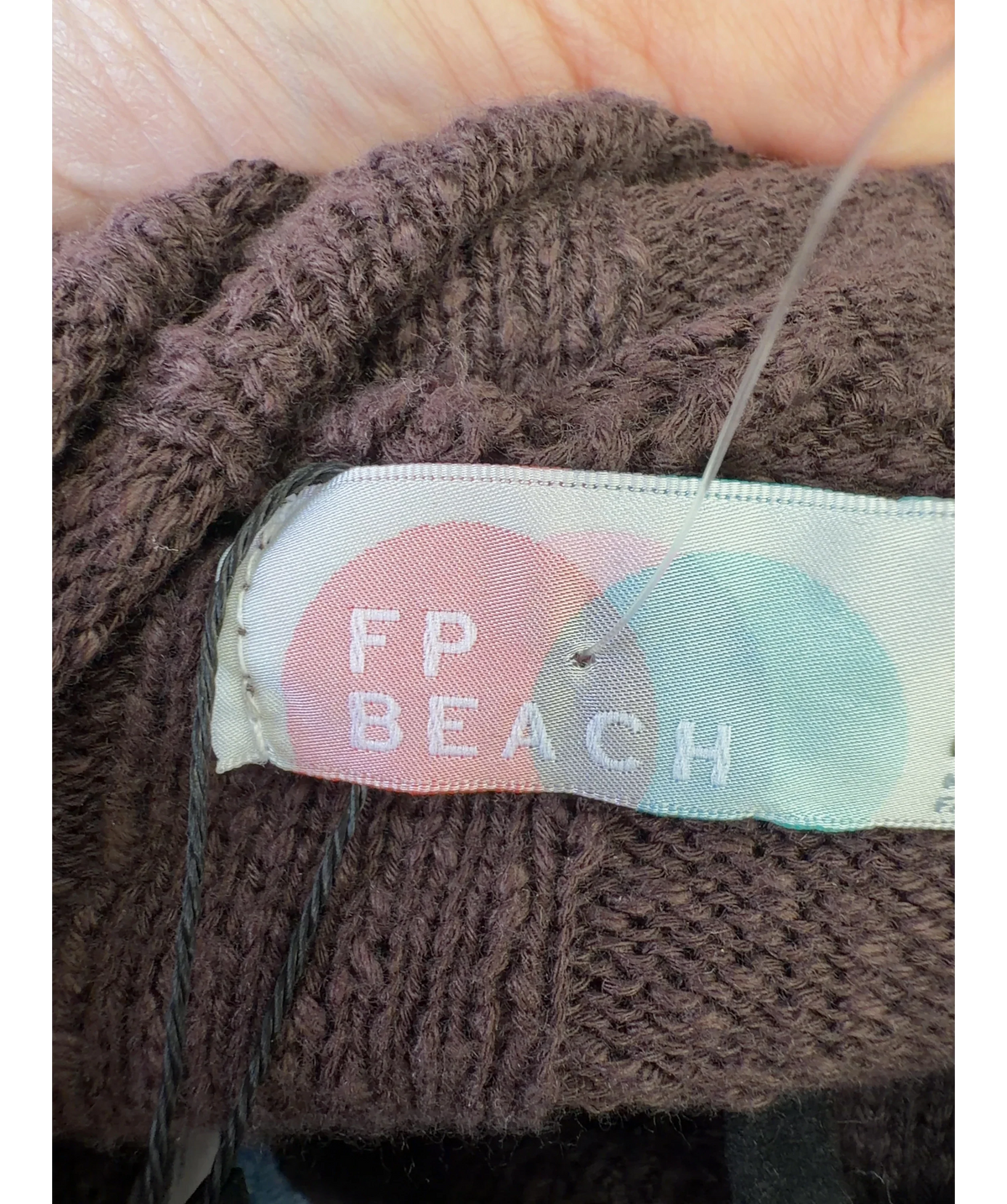 FREE PEOPLE BEACH Brown cowl neck dress, size UK M — detail