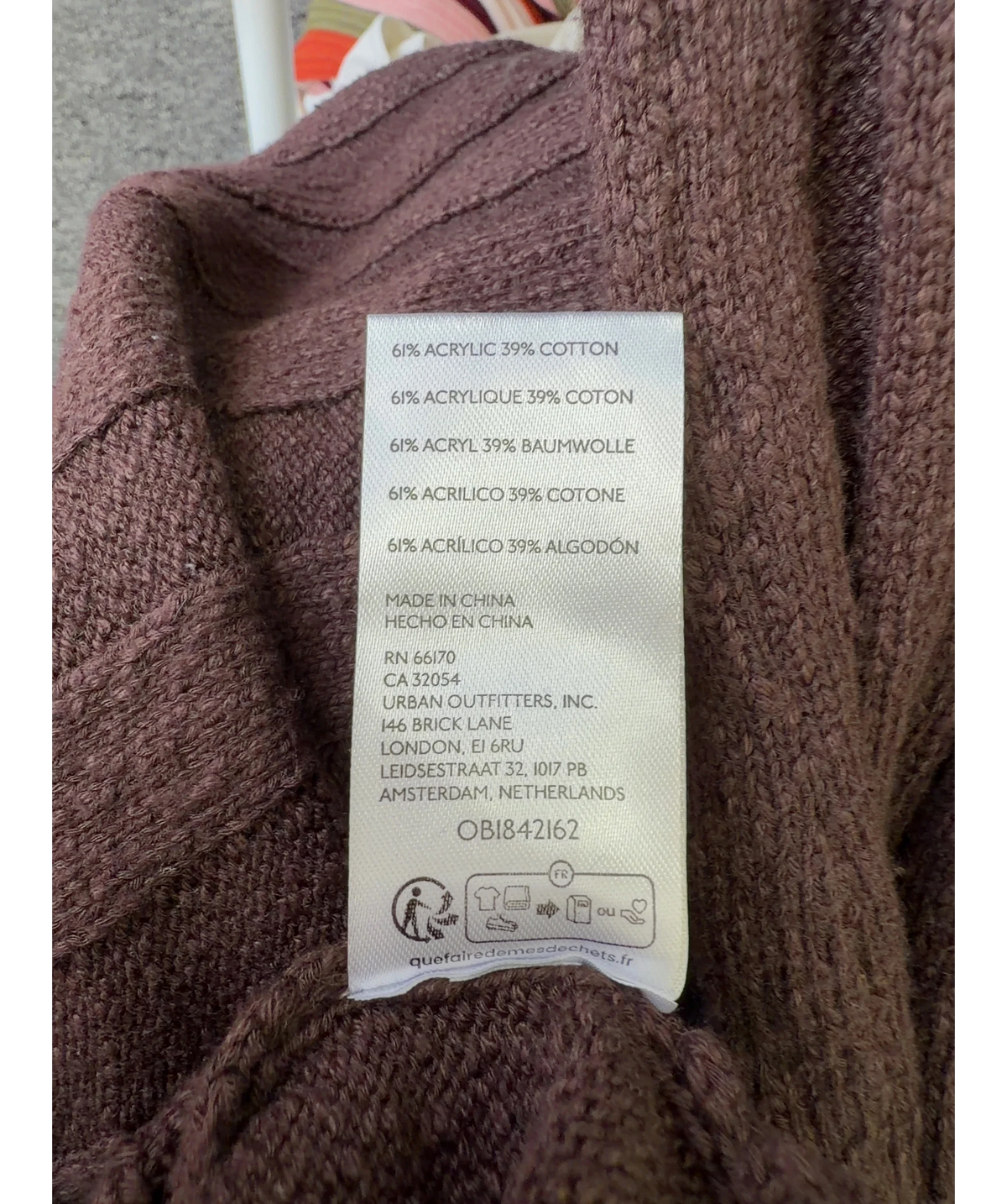 FREE PEOPLE BEACH Brown cowl neck dress, size UK M — label