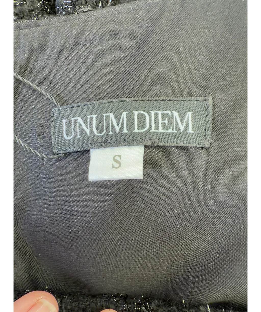 UNUM DIEM Black glittery jacquard mini dress, size UK S — detail