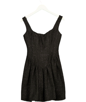 Unum Diem Glittery Jacquard Mini Dress Black And Metallic Uk S