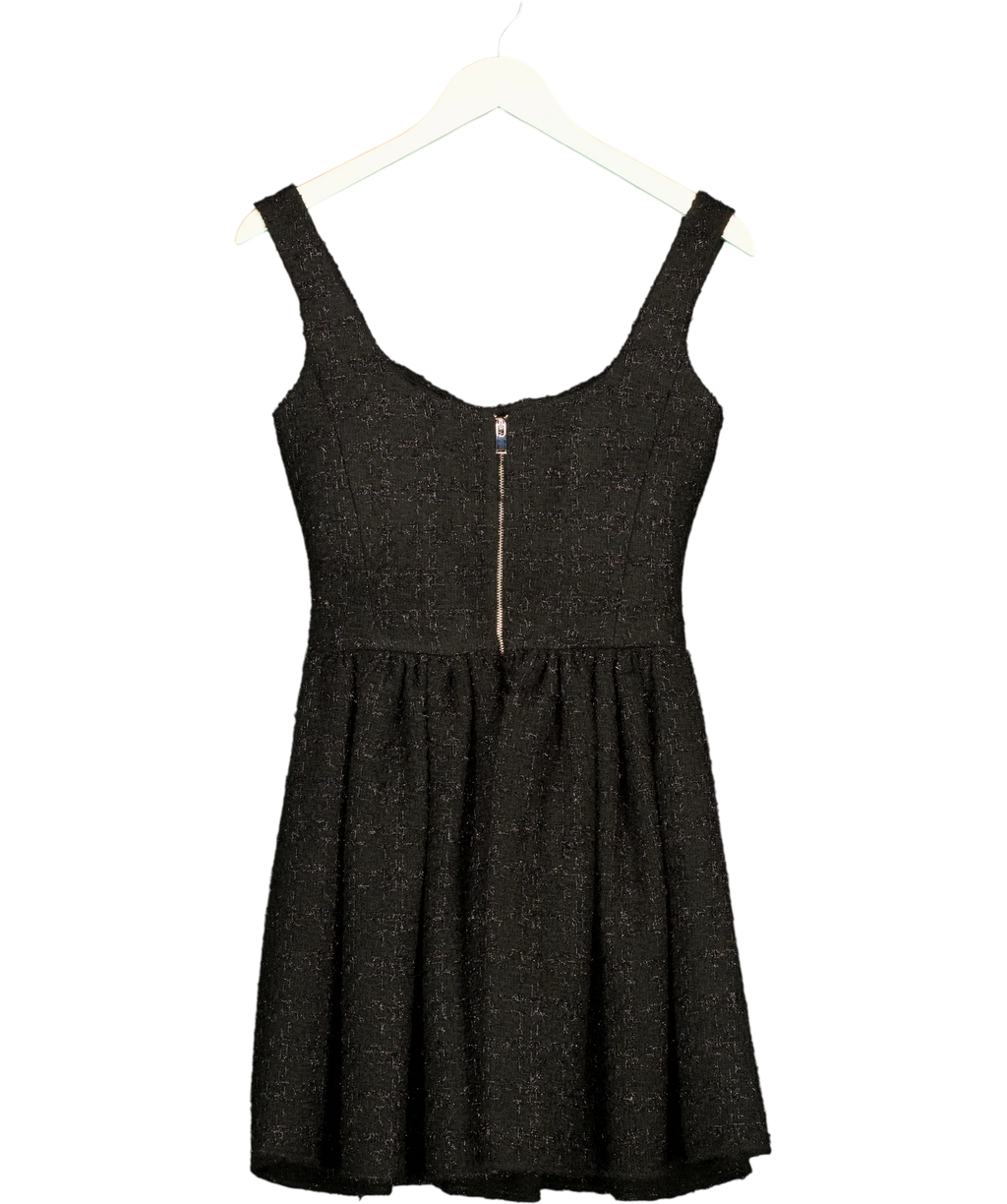 UNUM DIEM Black glittery jacquard mini dress, size UK S — back