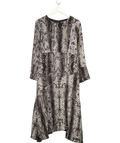 Mint Velvet Grey Lucy Print Fluted Midi Dress, size UK 12 — front