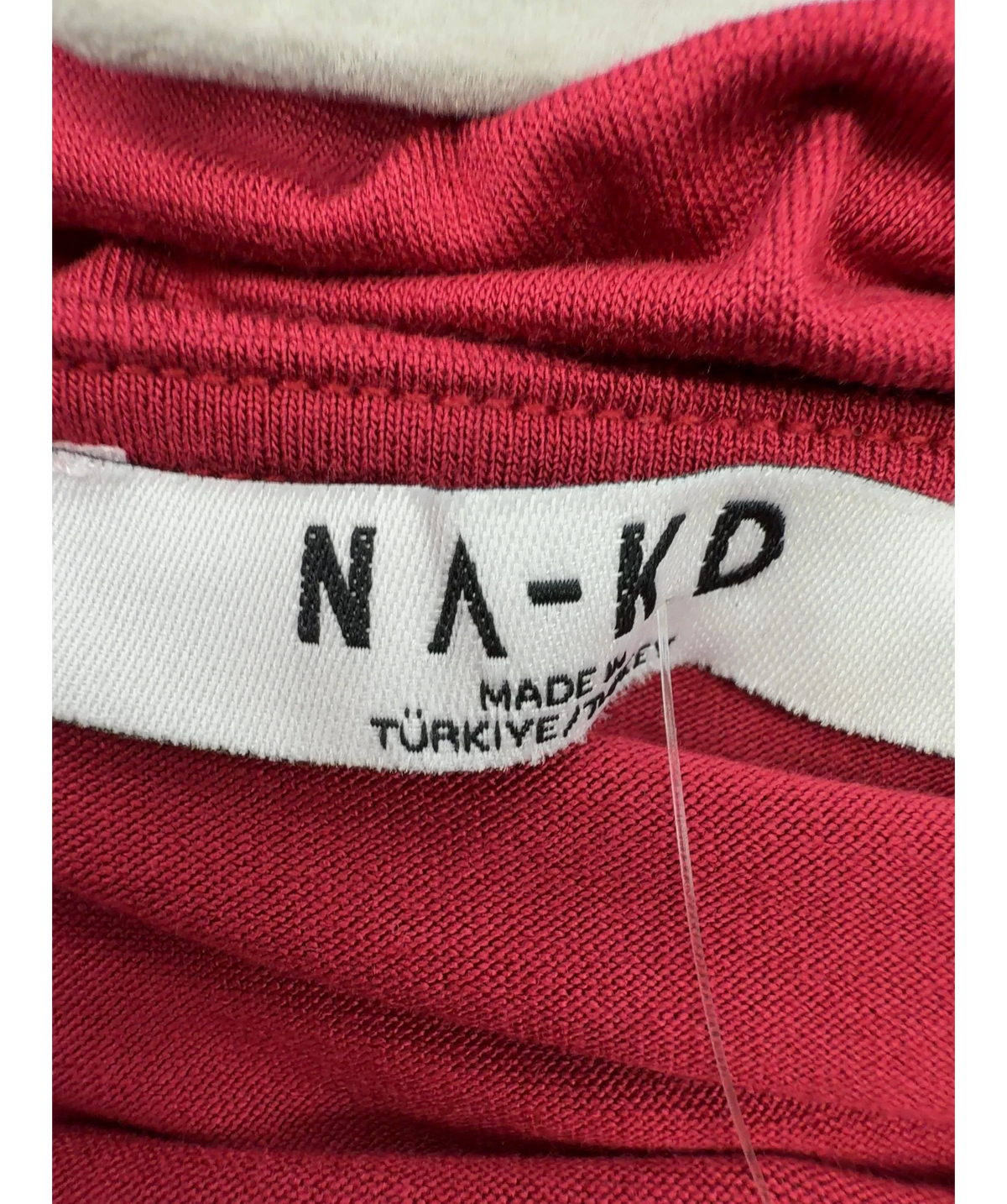 NA-KD Red Soft Line Boat Neck Sleeveless Maxi Dress, size UK S — detail