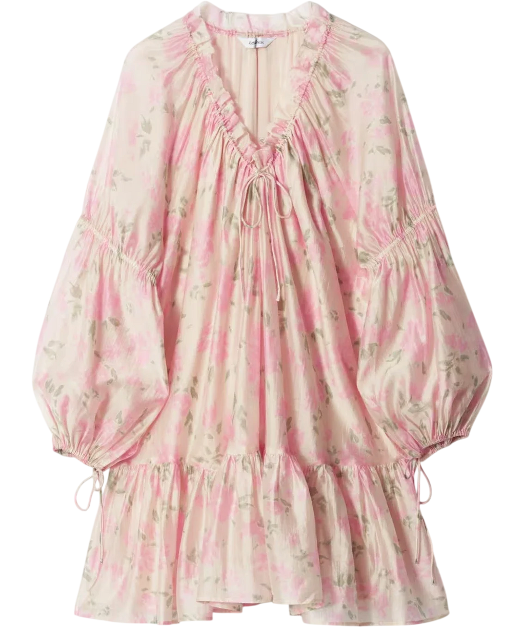 & OTHER STORIES Pink Flounced Mini Dress, size UK S — fabric detail