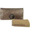 BOTTEGA VENETA bronze Woven Scarab Beetle Clutch — front